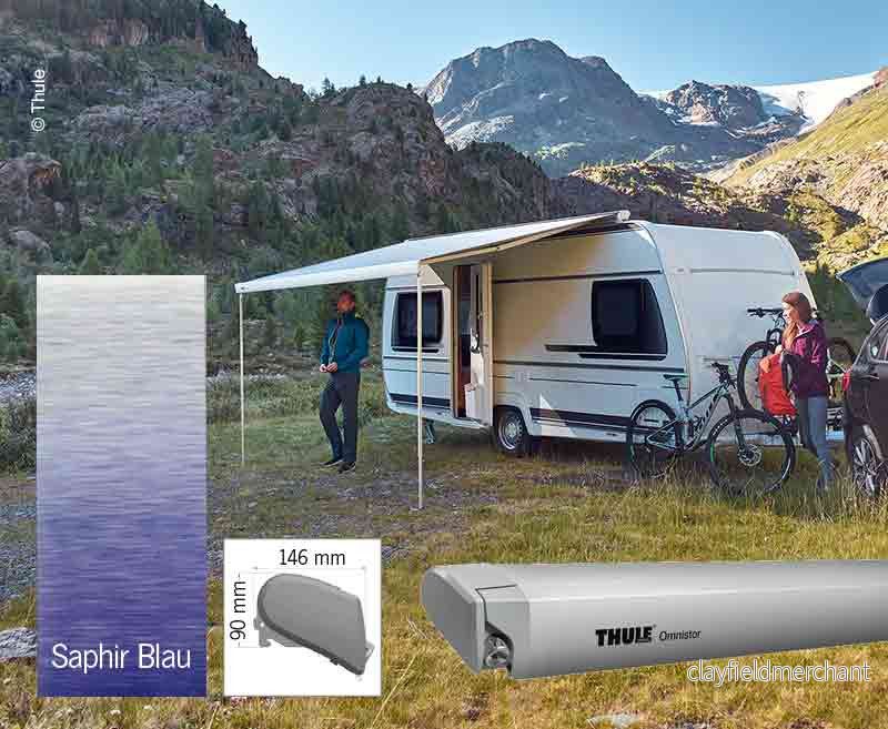 Markýza střešní kazetová Thule Omnistor 6300 4,5 m (stříbrný elox, safírově modrá) 313476