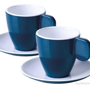 Sada melaminových šálků na espresso CAMP4, tmavě modrá / bílá, 75 ml, 2ks 306472