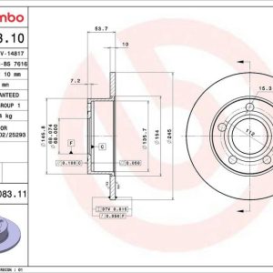 Brzdový kotouč BREMBO 08.9083.10