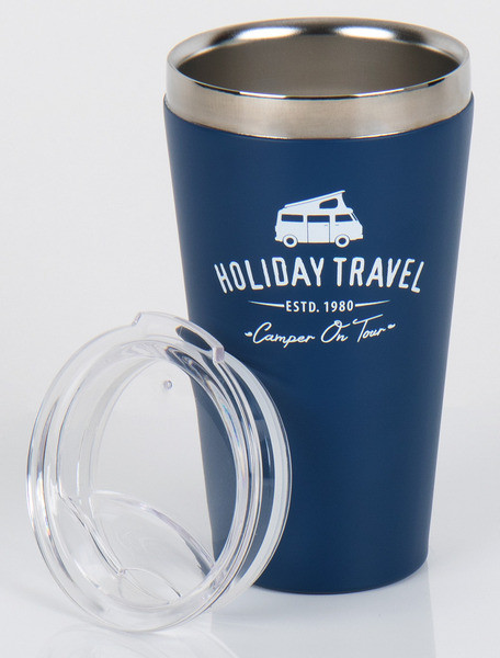 Termohrnek hrnek s víkem Holiday Travel, nerezová ocel, 450 ml, modrý 300097