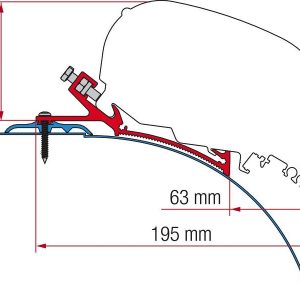 Sada adaptérů Fiamma pro F80s Laika Kreos od 2021, 4 kusy, délka 15 cm, střešní montážní instalační kit pro markýzy obytných aut, hliník 306036