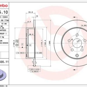 Brzdový kotouč BREMBO 08.A335.10