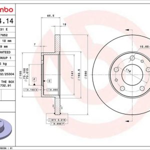 Brzdový kotouč BREMBO 08.9604.14