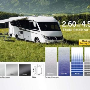 Markýza nástěnná kazetová Thule Omnistor 5200 4,5 m (stříbrná, Mystic Grey, výsuv 2,5 m) 312458