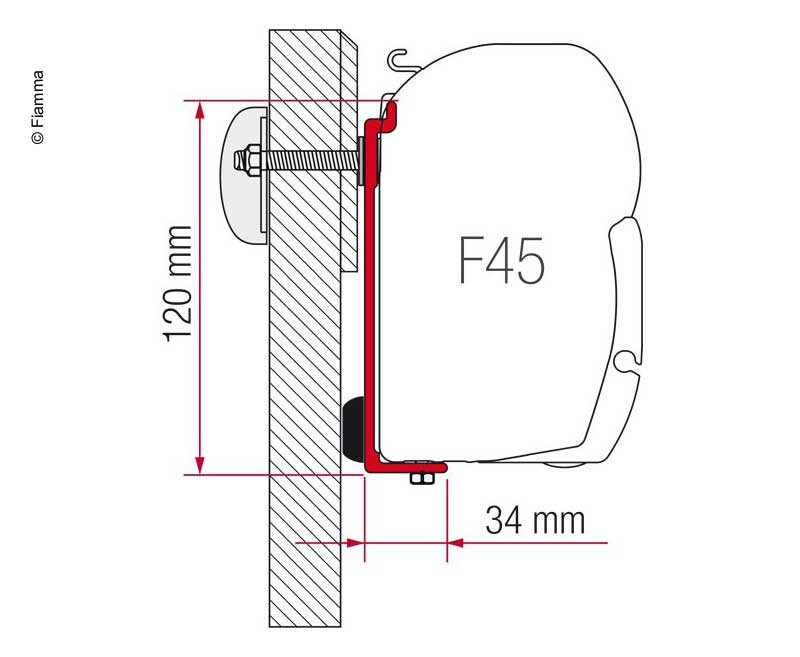 Adaptér montážní Fiamma Kit Chausson / Challenger pro markýzy F65 (3dílná sada držáků: 2× 8 cm, 1× 40 cm) 315843