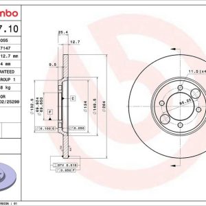 Brzdový kotouč BREMBO 08.2557.10