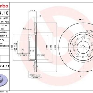 Brzdový kotouč BREMBO 08.9364.11