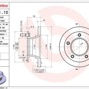 Brzdový kotouč BREMBO 08.5181.10 Brzdový kotouč BREMBO 08.5181.10