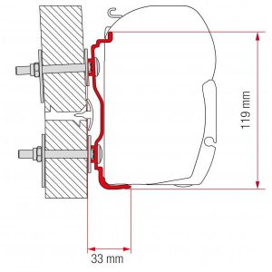 Adaptér na uchycení markýzy Fiamma F45 a F70 delky 350 cm na stěnu Hymer (2016-) 306052 Adaptér na uchycení markýzy Fiamma F45 a F70 delky 350 cm na stěnu Hymer (2016-) 306052